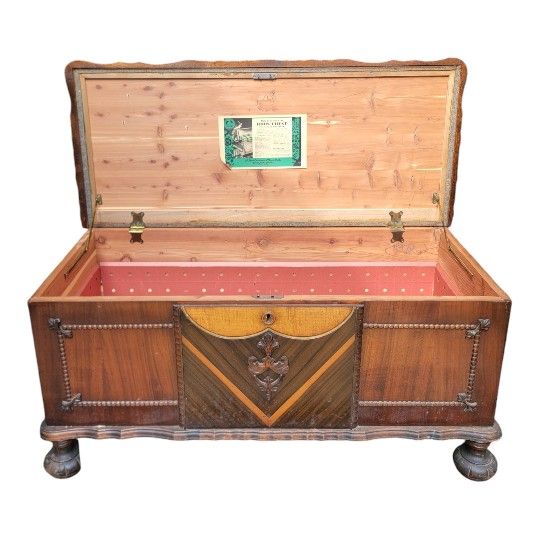 Antique Depression Era Waterfall Cedar Chest