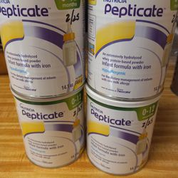 Pepticate Infant Formula With Iron Powder. 14.1 Oz Cans. Lot Of 4.