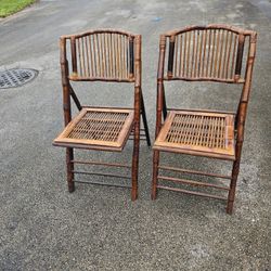 2 BAMBOO FOLDING CHAIRS  Firm