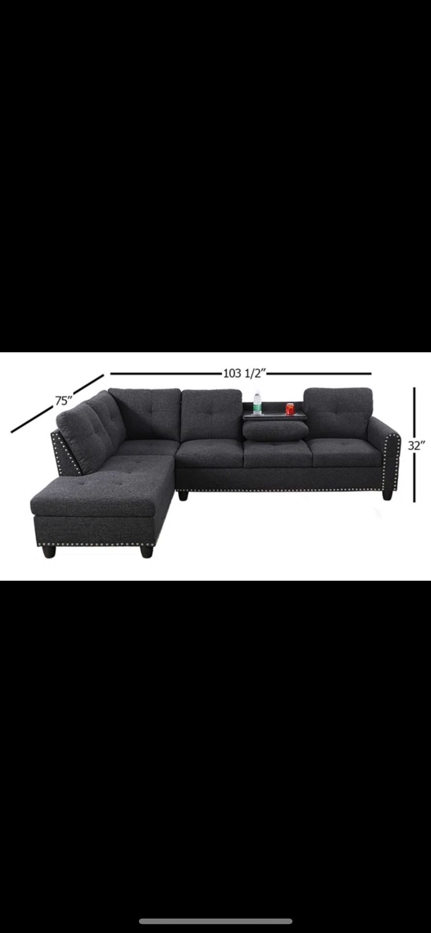 Alger 98" Wide Left Hand Facing Sofa & Chaise with Ottoman