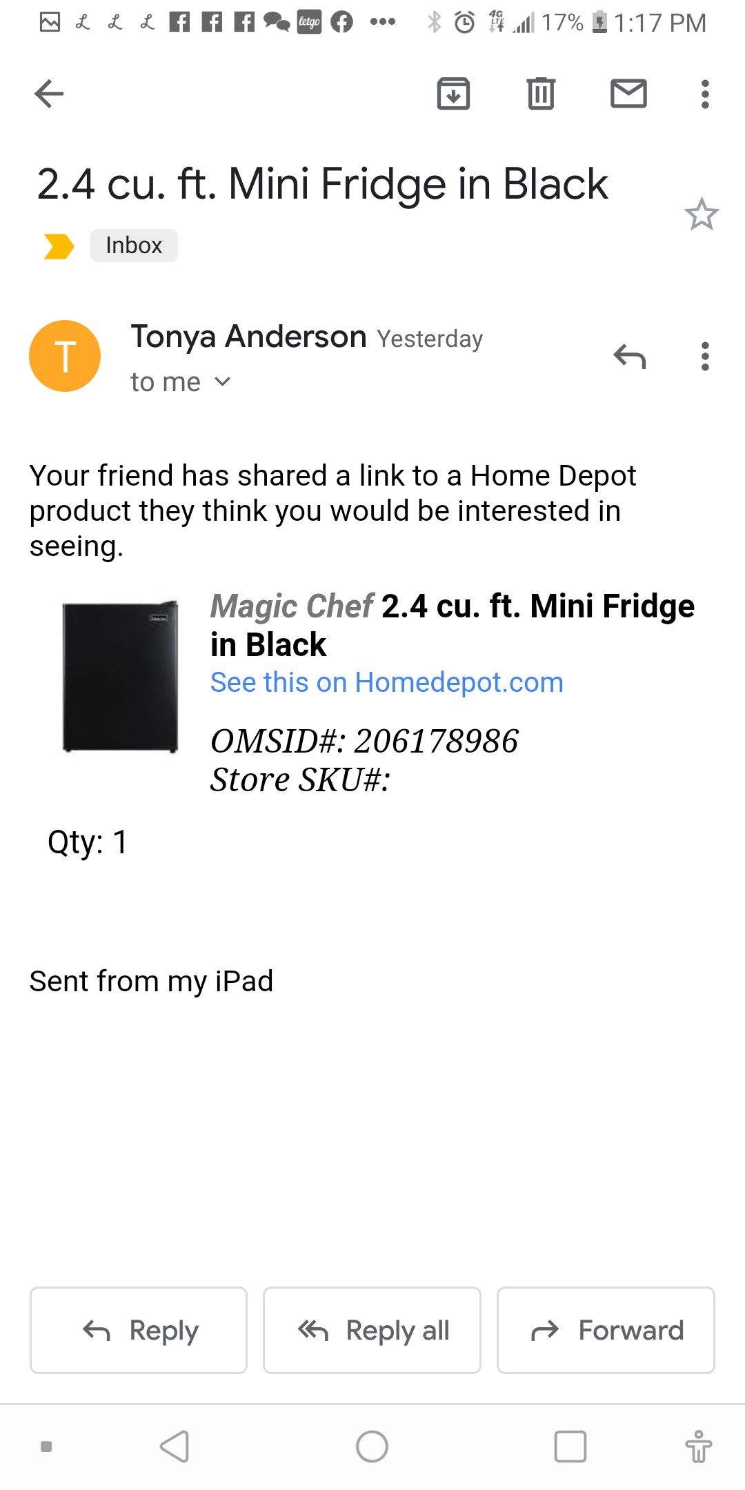 Magic chef 2.4 ft mini Fridge in black