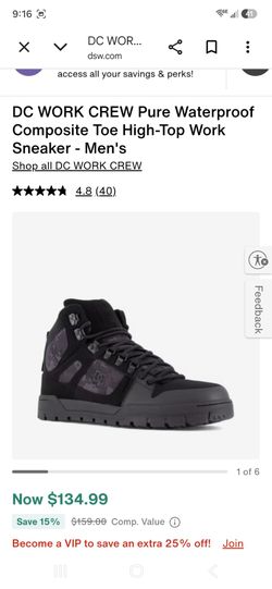 DC WORK CREW Pure Waterproof Composite Toe High-Top Work Sneaker - Men's