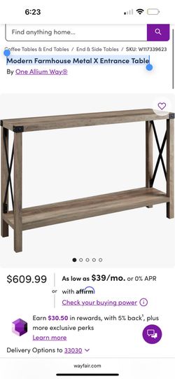 Modern Farmhouse Metal X Entrance Table