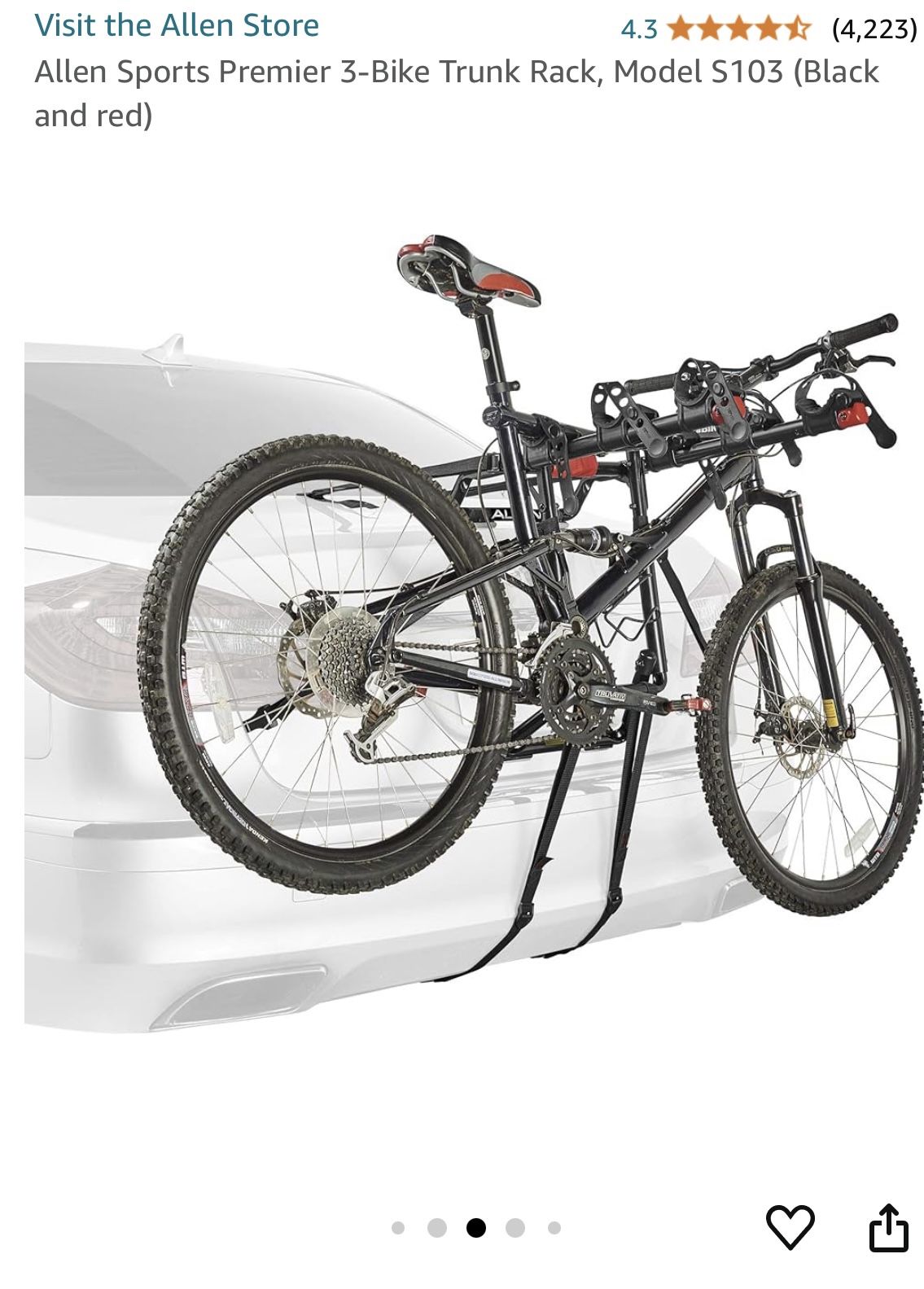 Allen Premier 3 Bike Trunk Mounted Carrier