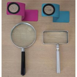 Handheld & Stand Magnifying Glass Reading Magnifier Loupe, Set of 4