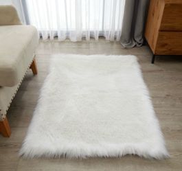 White Faux Fur Rug 30” x 46” - New