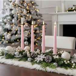 12 Pastel Pink flameless candles