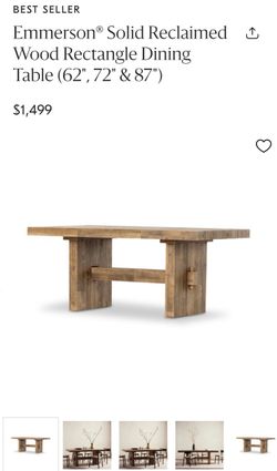 West Elm Emmerson Solid Reclaimed Wood Rectangle Dining Table 72”