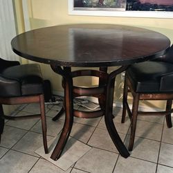 50" Diameter Kitchen Table With Two Barstools
