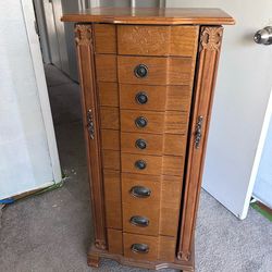 Wooden Jewelry Armoire w/ Mirror & Drawers