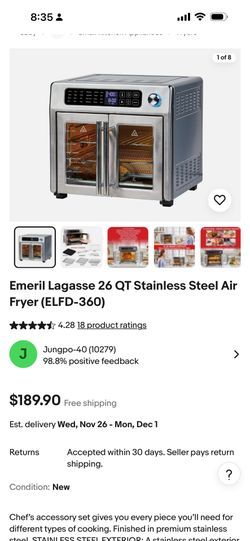 Emeril Lagasse 26 QT Stainless Steel Air Fryer (ELFD-360)