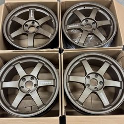 New Set of 18 Inch TE37 RAYS Style Rims Bronze Wheels 18x8.5 ET42 5X112 New Set of 4