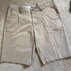 Hudson & Barrow NYC Men's Flat Front Stretch Khaki Brown Chino Shorts 32