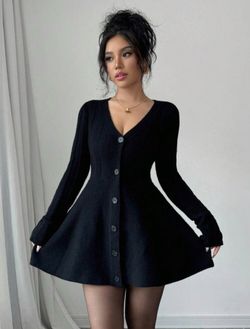 Medium black sweater dress
