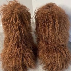 Real Fur Brown Boots Sizes 6-12