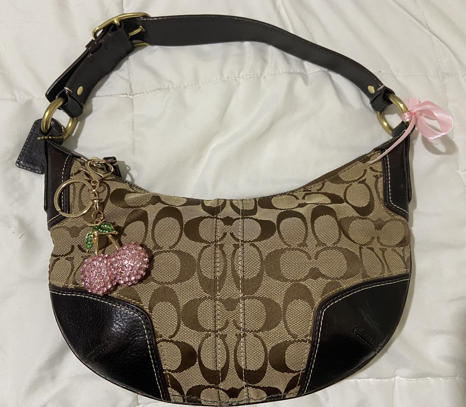 Vintage Coach Soho Hobo Brown Jacquard