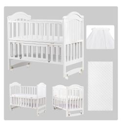 HARPPA Portable Mini Crib 6-in-1 Convertible (Mattress + Mosquito Net Included)