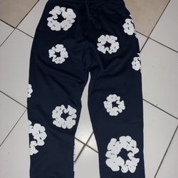 DENIM TEAR SWEATPANTS NAVY