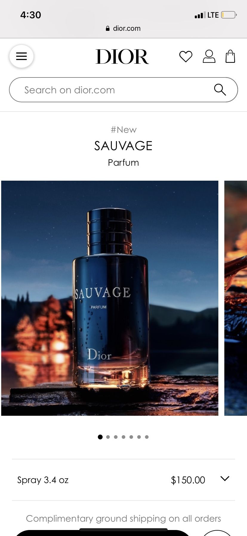 Dior sauvage 3.4 oz