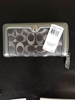 Coach silver zip around wallet