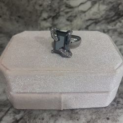 Swarovski black crystal snake ring