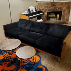 “Mid-Century Modern Wood Frame Sofa – 81”