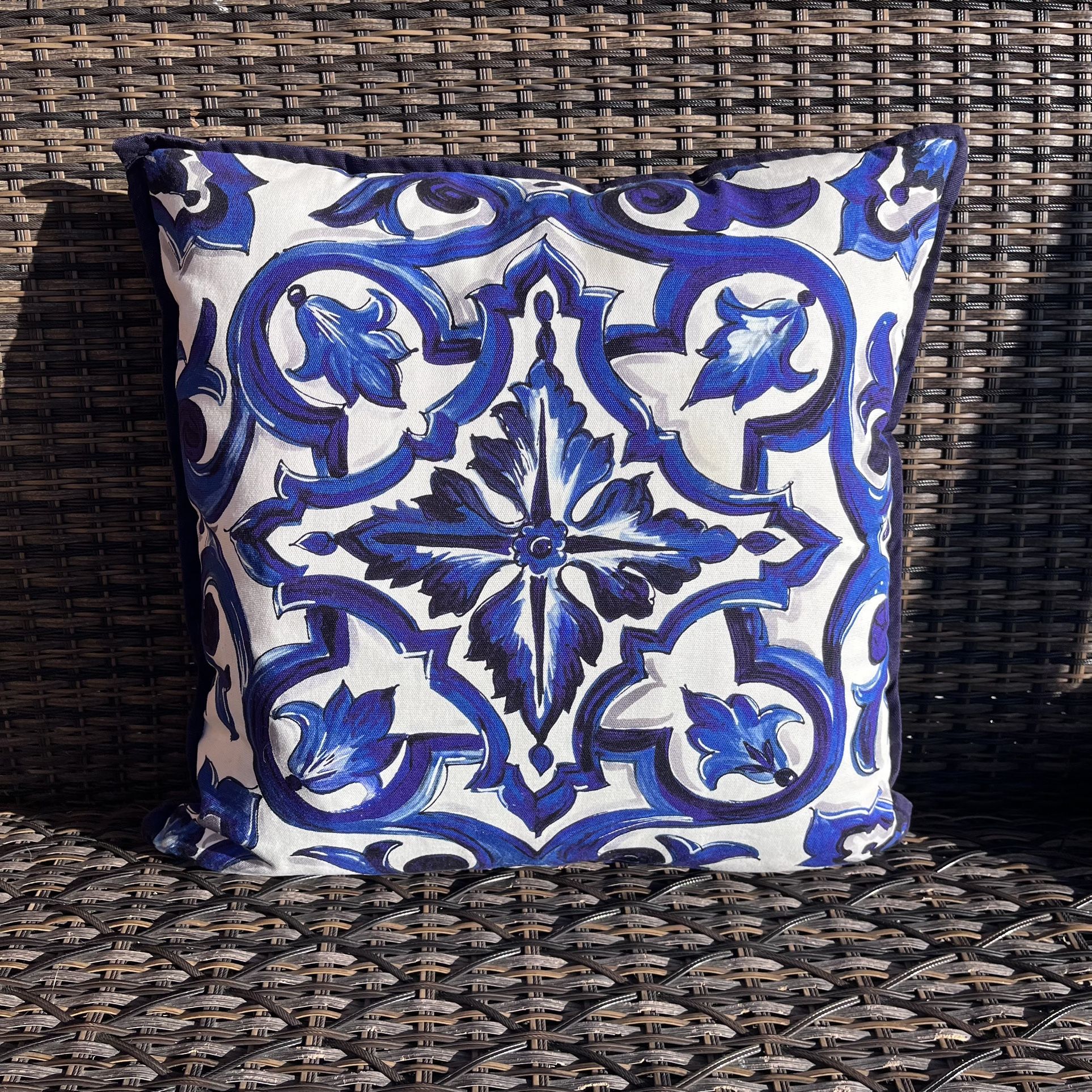 dolce & gabbana Blue Mediterraneo Canvas Cushion Pillow