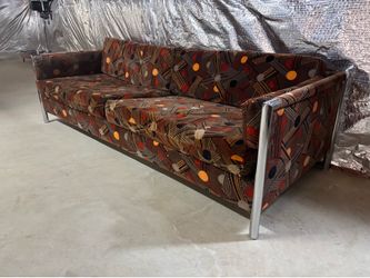 Rare Mid Century Founders Chrome Frame Sofa