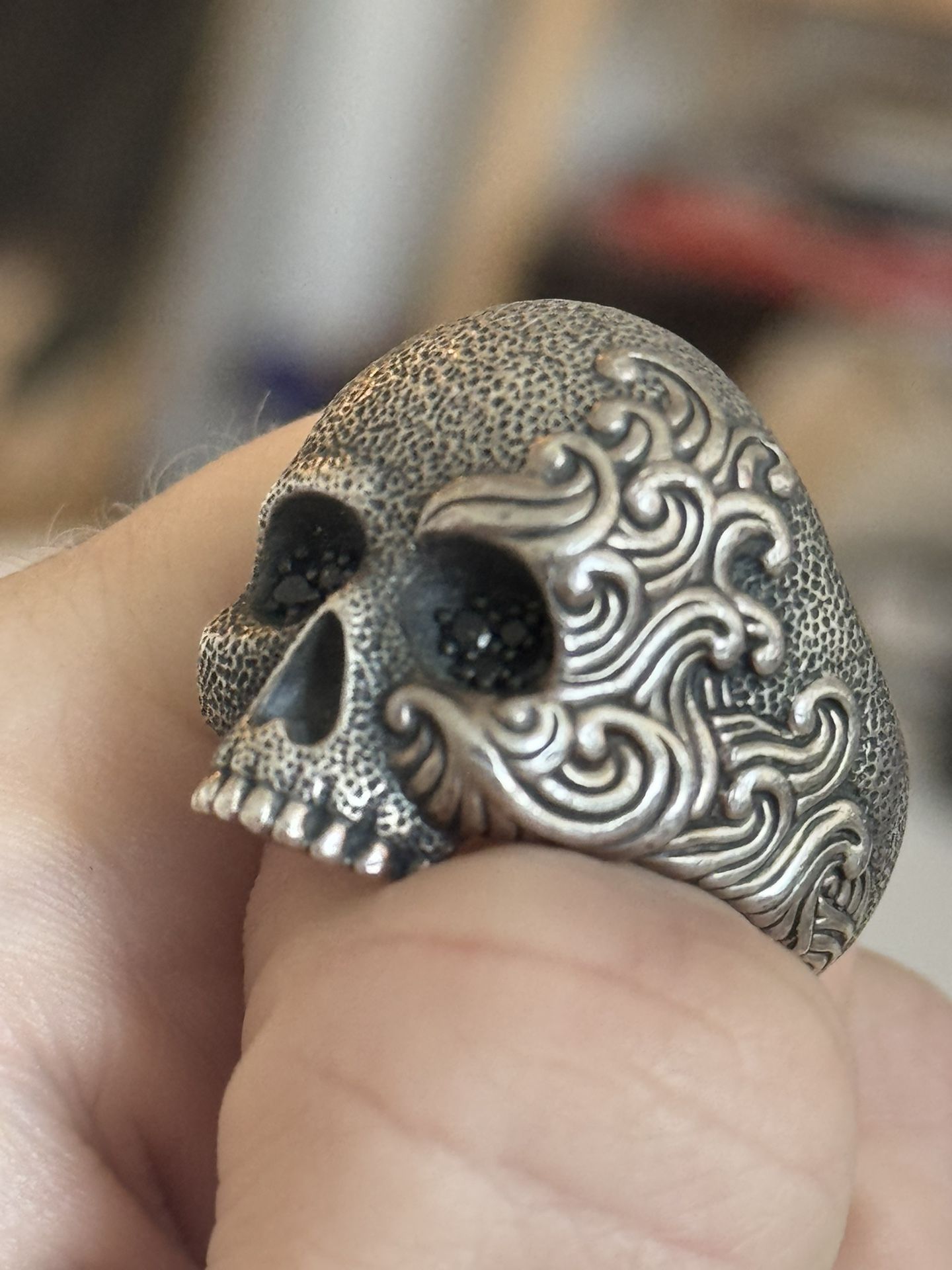 David Yurman men’s Skull Ring With Black Diamonds