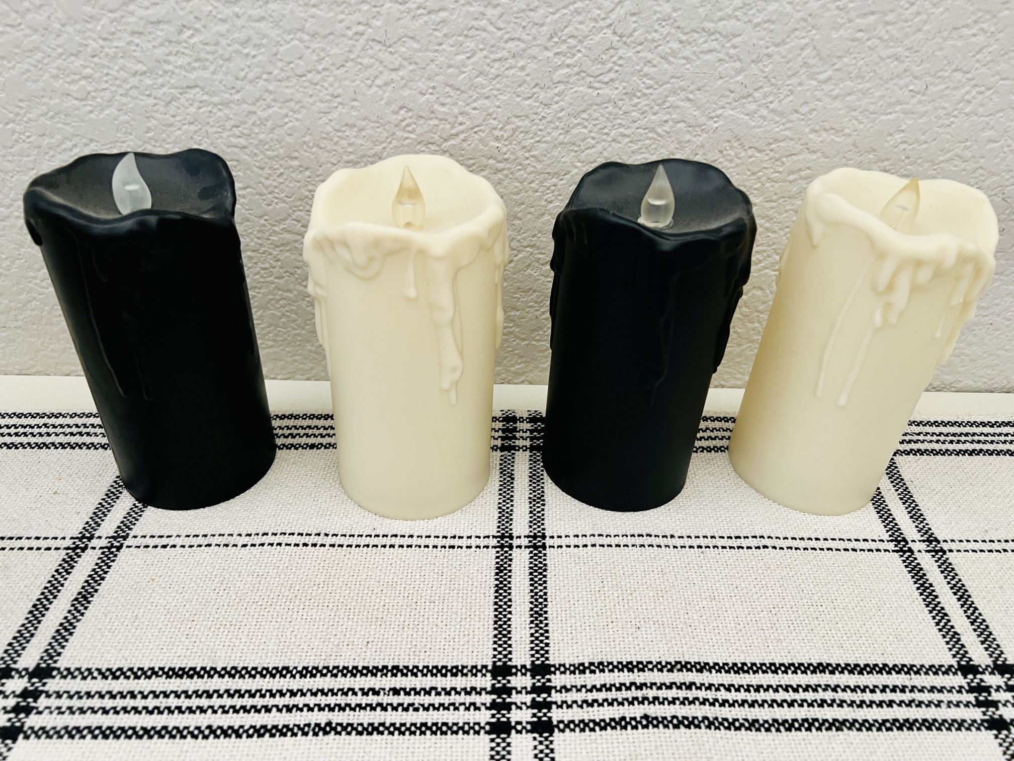 New Target Bullseye Flameless LED Black Pillar Halloween Candles black and white
