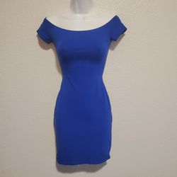 EXPRESS Royal Blue Bodycon Off The Shoulders Mini Dress Size XS 