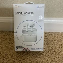 POM "Smart Pods Pro" Premium Wireless Pods Works w/Siri (P2G-SP9-WT)