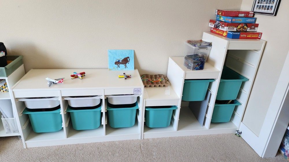 IKEA Toy Storages + Kids Desk & Chair Set