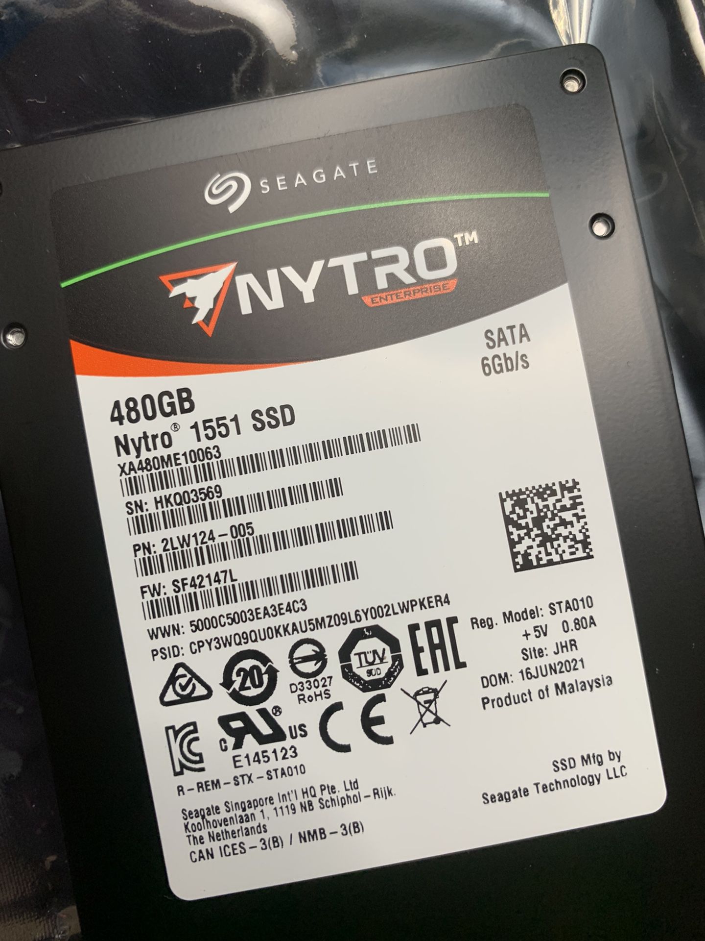 Seagate  Nytro 1551 SSD. 480gb, 6gbps