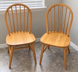 Set of 2 Solid Wood Windsor Dining Chairs