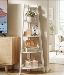 5-Tier White Corner Storage Rack, Floor Brand New