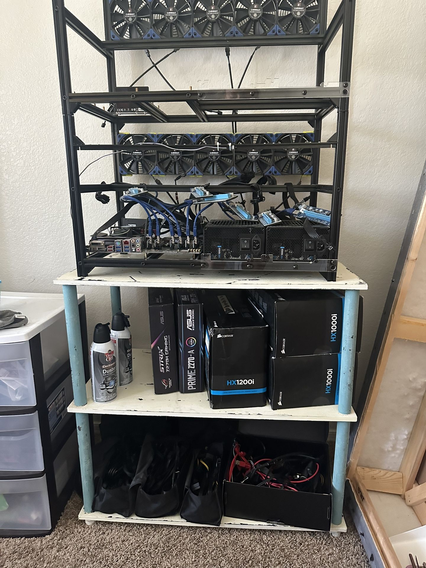 2 Fully Outfitted Cryptocurrency Mining Rigs