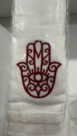 Hamsa, Fatima, Embroidered Towel, Blessing, Luck, Religious, Gift, Home Decor