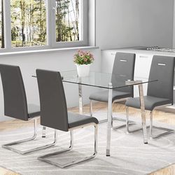 Modern Rectangle Glass Dining Table 