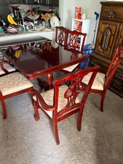 Set of table and six chairs