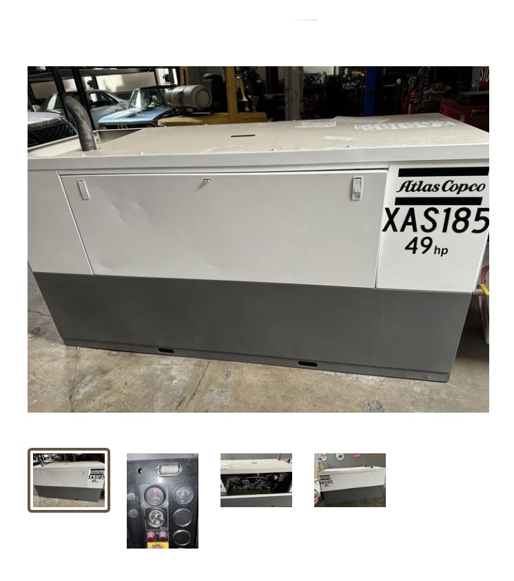 Air Compressor 185 CFM Skid Mount 49 H.P.