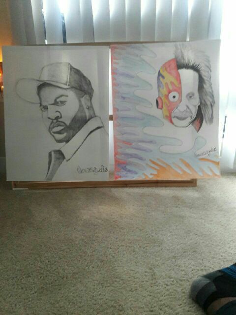 A combination artwork of ice cube and einstein