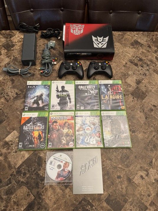 Custom Painted Transformers Xbox 360 bundle w/ 120GB Hard Drive 8 games 2 controllers