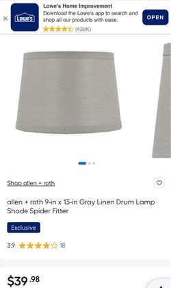 Allen + Roth Gray Linen Drum Lamp Shade