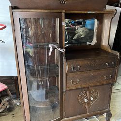  Antique Vanity W/ Mirror 30’s Curved Glass
