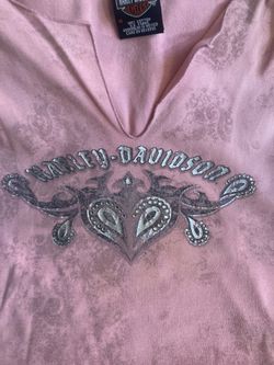 Harley-Davidson Women’s Pink Rhinestone Sleeveless V-Neck Top Size Medium M