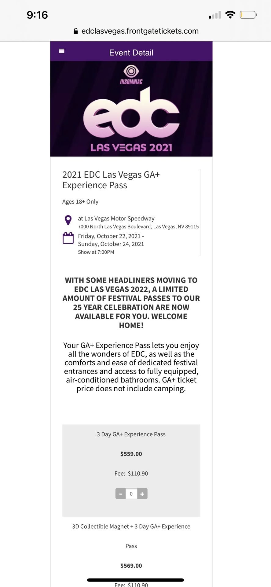 EDC 2021 GA+ Wristband With Box