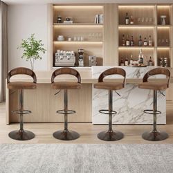 Height Adjustable Leather Barstool Set Of 4