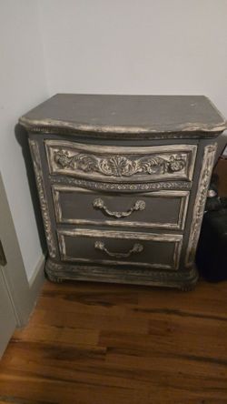 Vintage Style French Provincial Nightstand w/ Ornate Scrollwork
