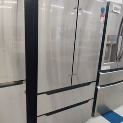 New Midea - MRQ23B4AST 22.5 Cu. Ft. Counter-Depth 4-Door French Door Refrigerator - Stainless Steel